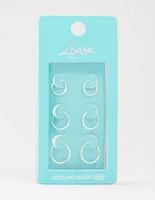 Sterling Silver Graduated Mini Hoop Pack