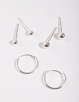 Sterling Silver Gradual Ball Hoop Earring Pack