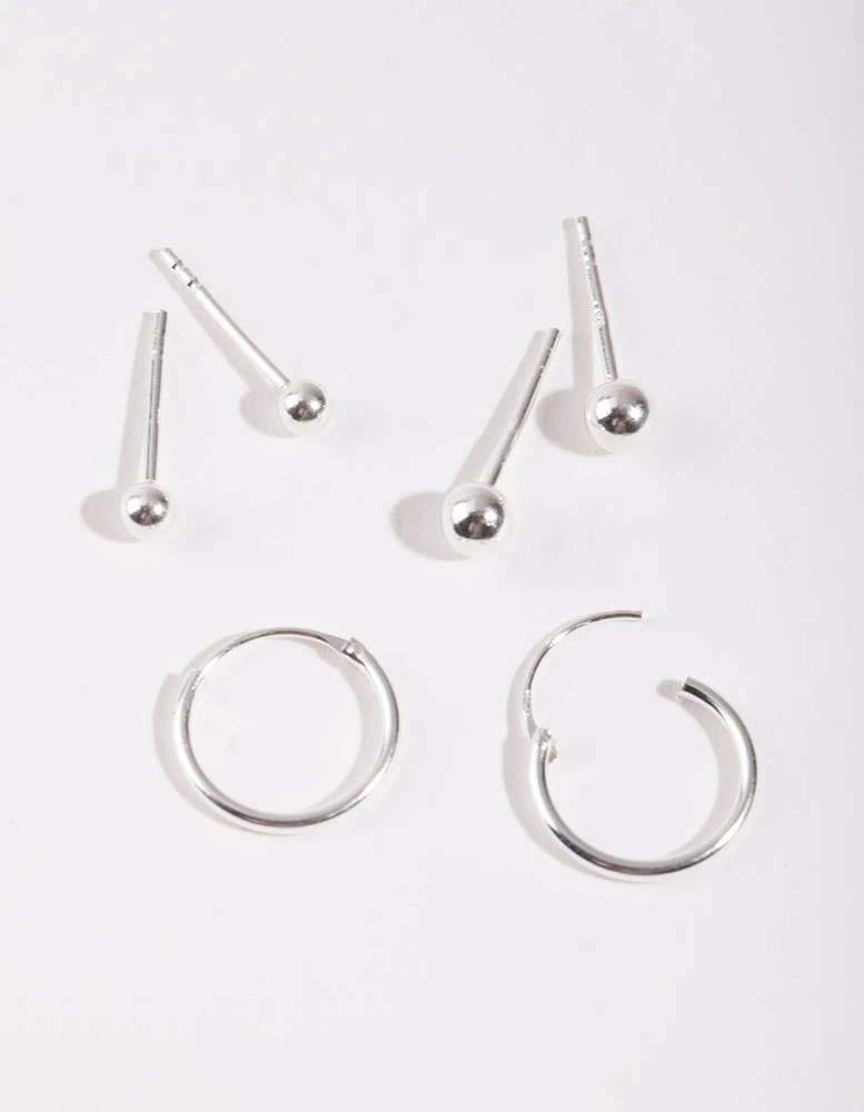 Sterling Silver Gradual Ball Hoop Earring Pack