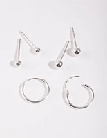 Sterling Silver Gradual Ball Hoop Earring Pack