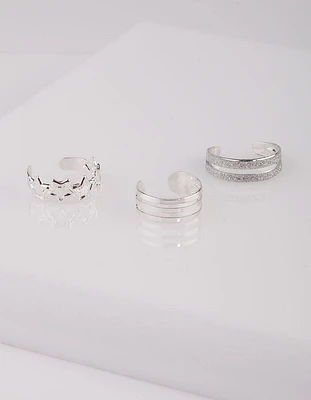 Silver Glitter Star Toe Ring Pack