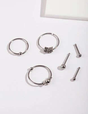 Surgical Steel Ring & Bead Nose 6-Pack