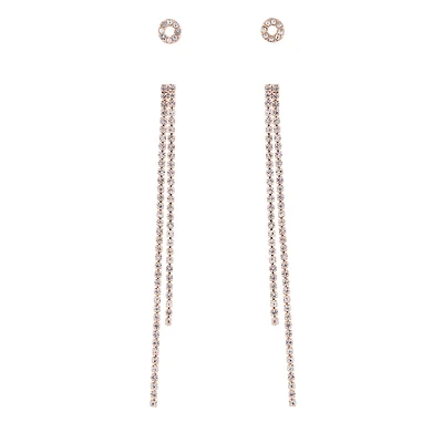 Diamante Stud & Drop Earring Two Pack