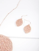 Rose Gold Glitter Leaf Jewellery Set