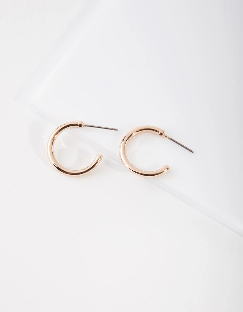 Gold Small Thick Hoop Earrings