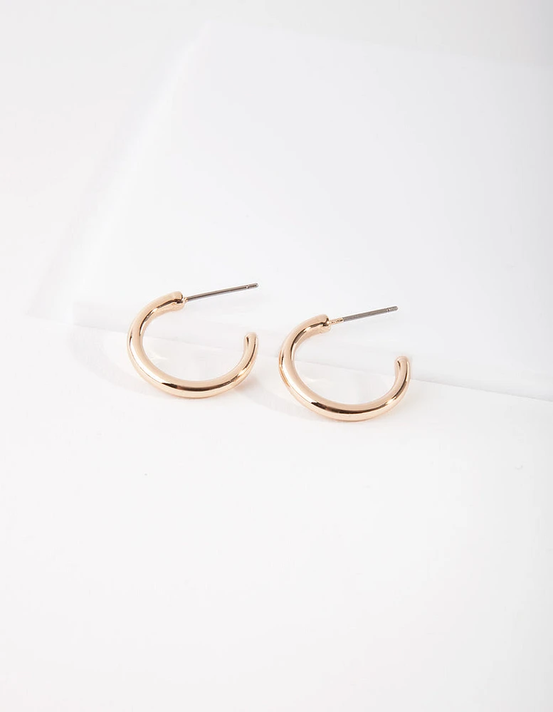 Gold Small Thick Hoop Earrings