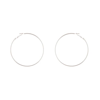 Silver Rounded 7cm Hoop Earrings