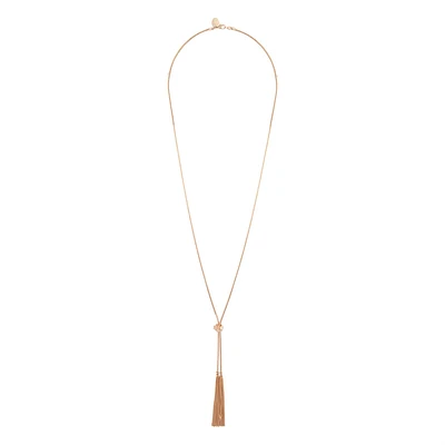 Gold Lariat Knot & Tassel Necklace