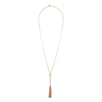 Gold Lariat Knot & Tassel Necklace