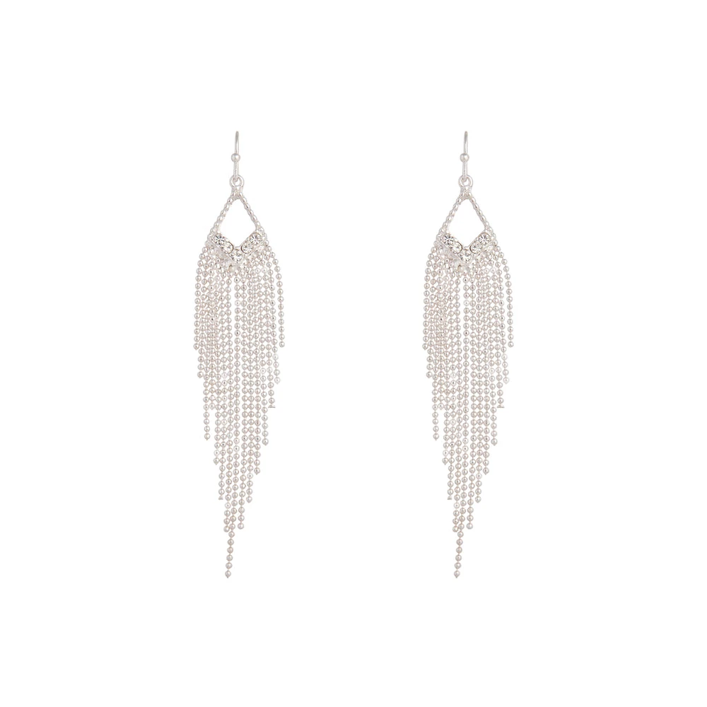 Silver Diamante Cascade Ball Earrings