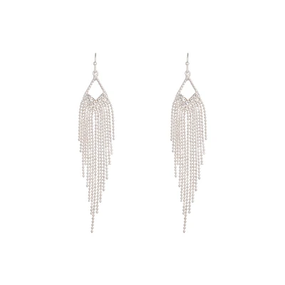 Silver Diamante Cascade Ball Earrings