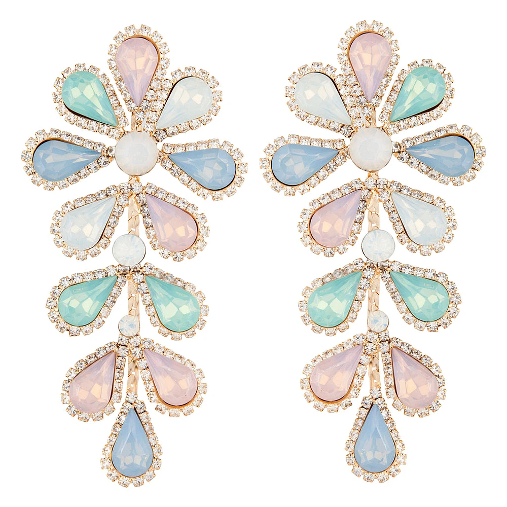 Pastel Teardrop Flower Multi-Stone Earrings