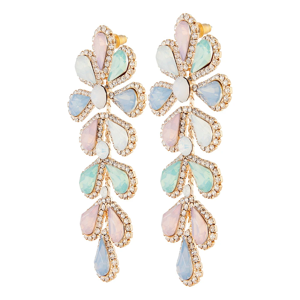 Pastel Teardrop Flower Multi-Stone Earrings