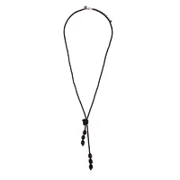 Black Facet Bead Lariat Necklace