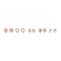 Pink Gold Floral Clip On Earring 5-Pack