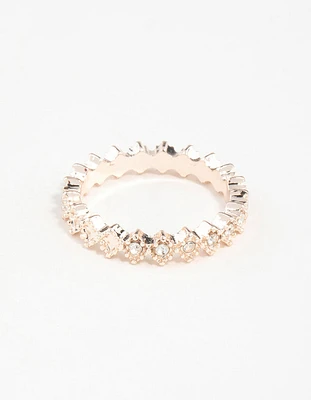 Rose Gold Diamante Band Ring