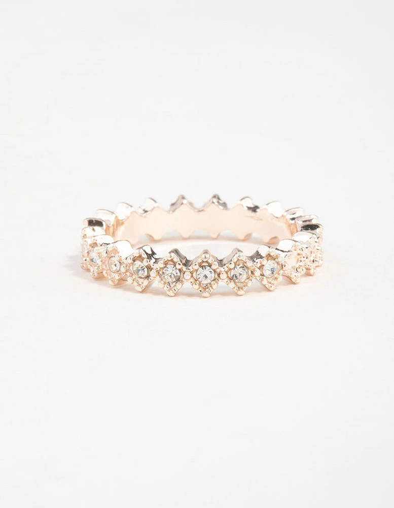 Rose Gold Diamante Band Ring