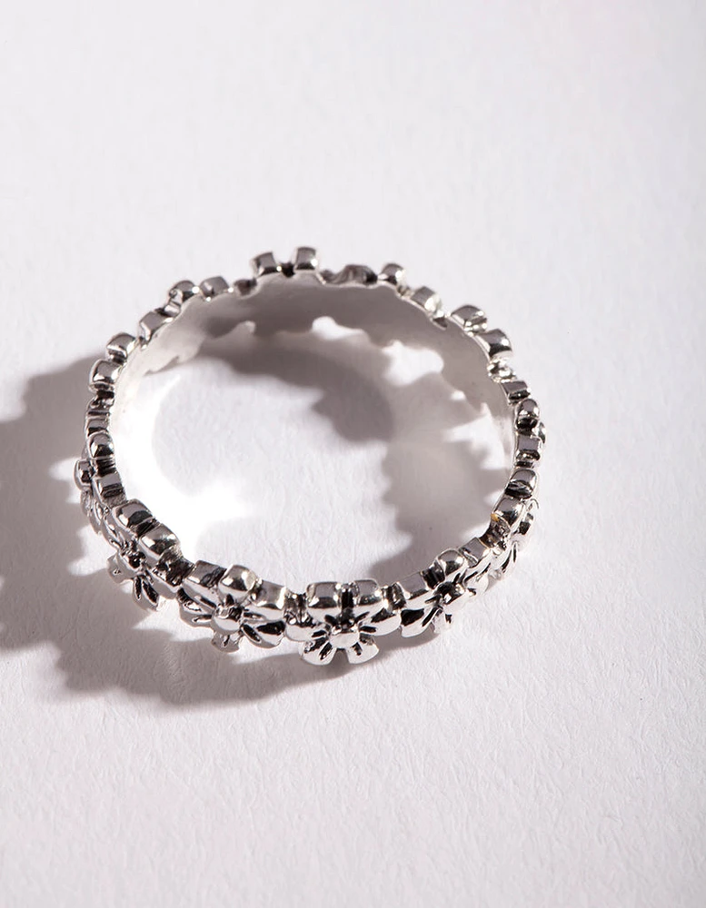 Silver Continuous Flower Ring