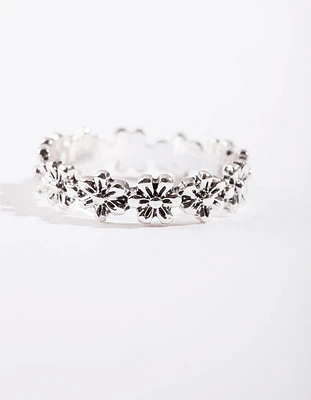 Silver Continuous Flower Ring