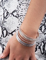 Silver Cup Chain Glitter Multi Bangle