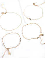 Gold Chain Mix Bracelet/ Anklet Set