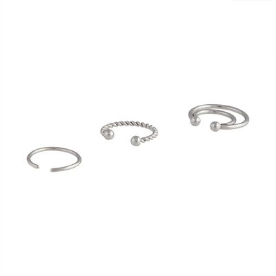 Silver Septum Cuff Coil Body Jewellery Pack