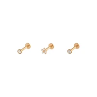 Gold Flower Stud Flat Back Earring Pack