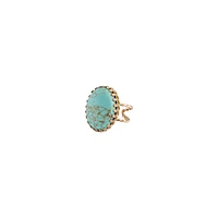 Gold Turquoise Oval Claw Set Ring