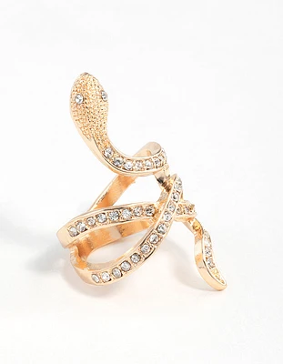 Gold Diamante Snake Ring