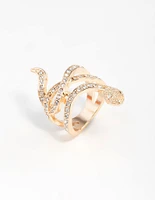 Gold Diamante Snake Ring