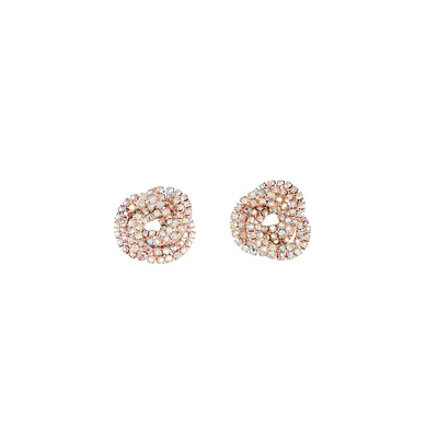 Rose Gold Diamante Knot Stud Earrings