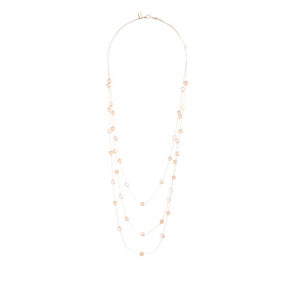 Rose Gold Layered Bead Station Necklace