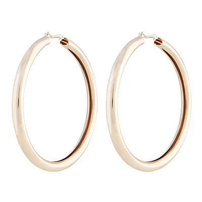 Polished Gold Oversized Tube Hoop Earrings