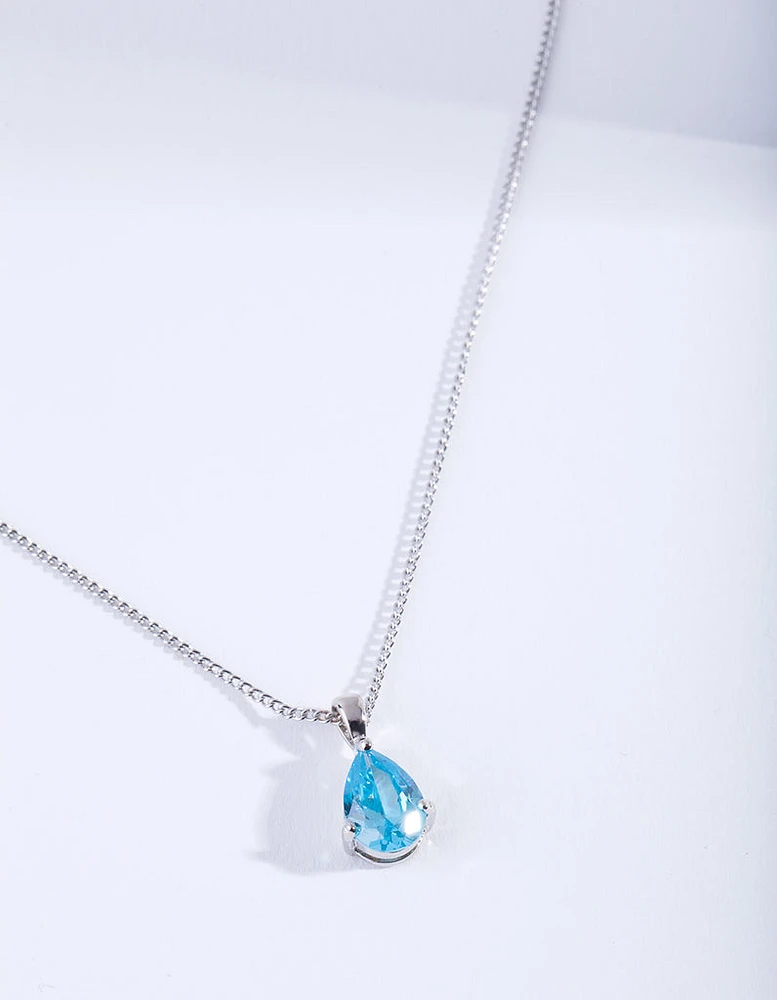 Aqua Pear Crystal Necklace