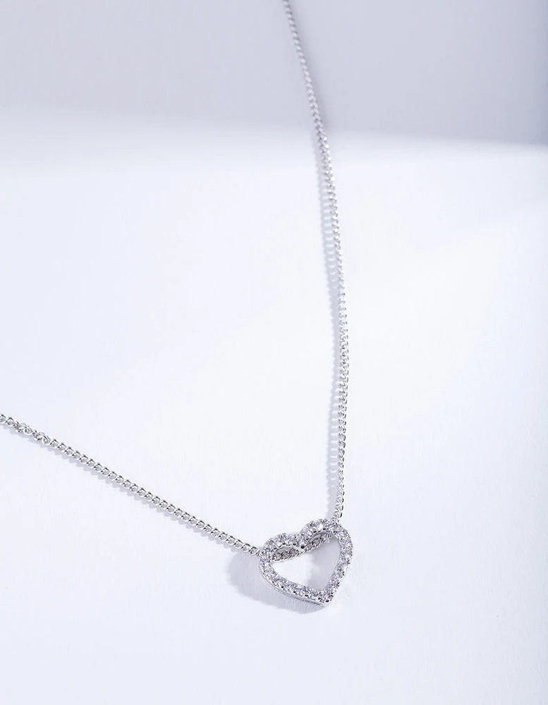 Pave Open Heart Pendant Necklace