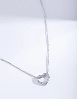 Pave Open Heart Pendant Necklace