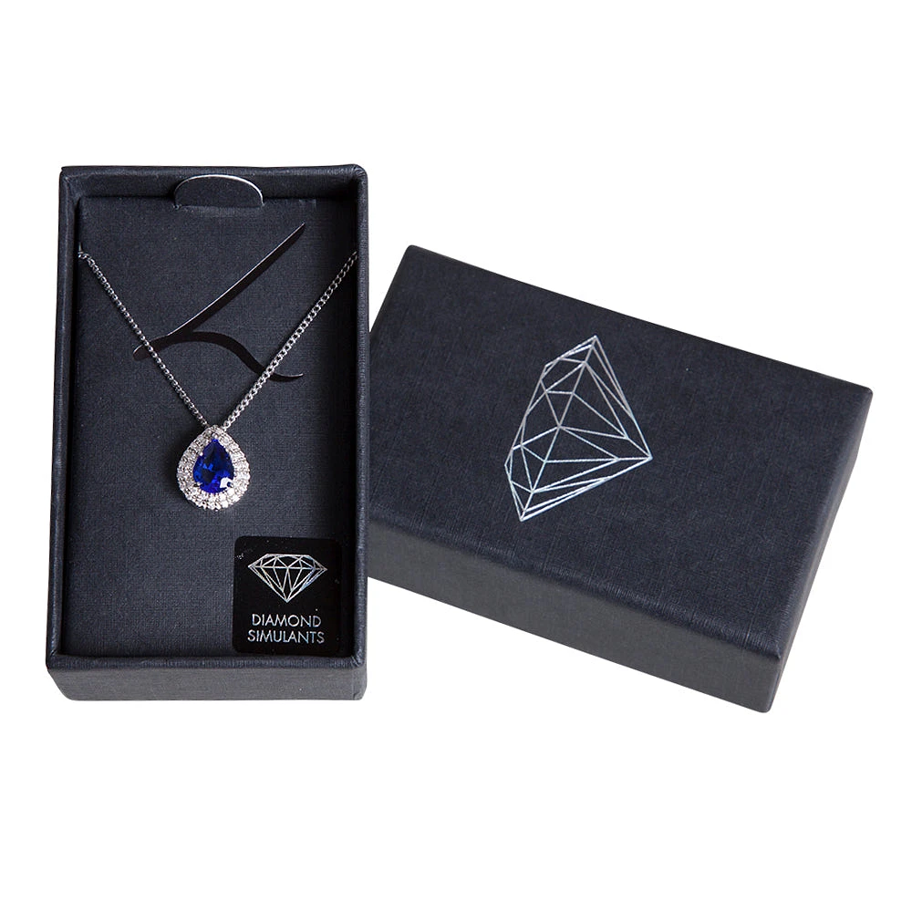 Sapphire Crystal Teardrop Pendant Necklace