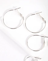 Silver Multi Size Hoop Earring Pack