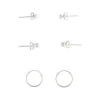 Sterling Silver Stud Diamante & Hoop Pack