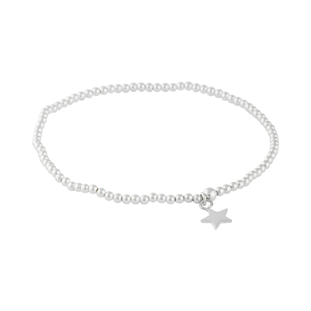 Sterling Silver Star Pendant Stretch Bracelet