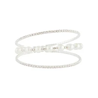 Silver Pearl Diamante Cup Chain Cuff