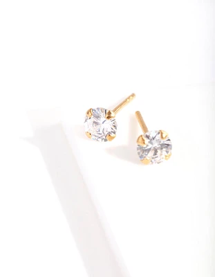 Gold Plated Sterling Silver 1/ Carat Stud Cubic Zirconia Earrings