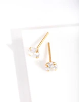 Gold Plated Sterling Silver 1/ Carat Stud Cubic Zirconia Earrings