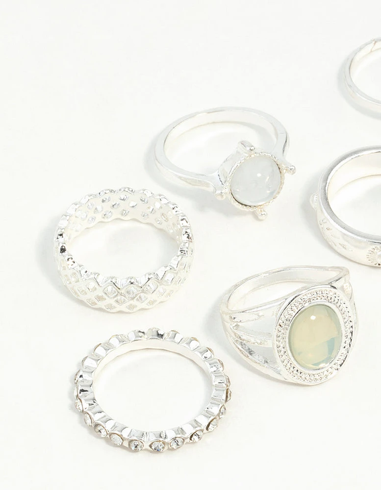 Silver Crosshatch Ring 8-Pack