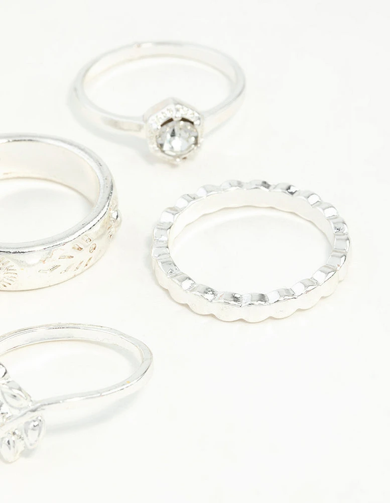 Silver Crosshatch Ring 8-Pack