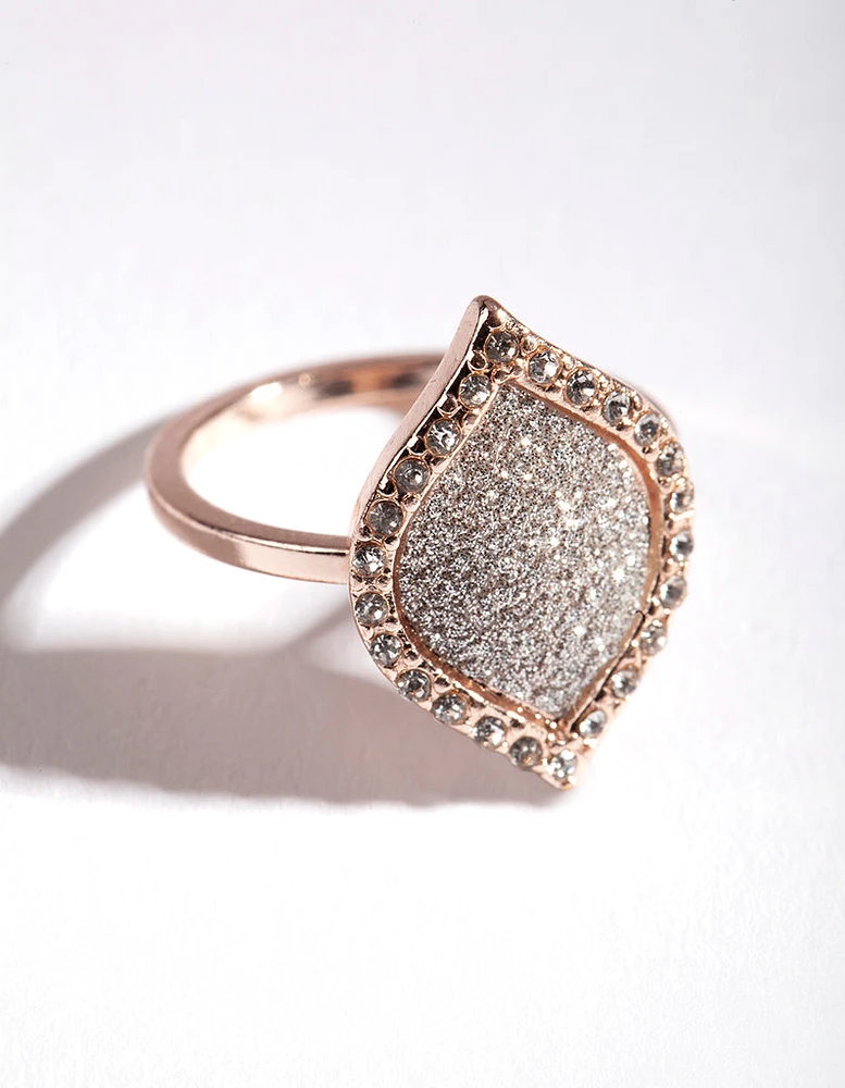 Rose Gold Glitter Leaf Shape Ring