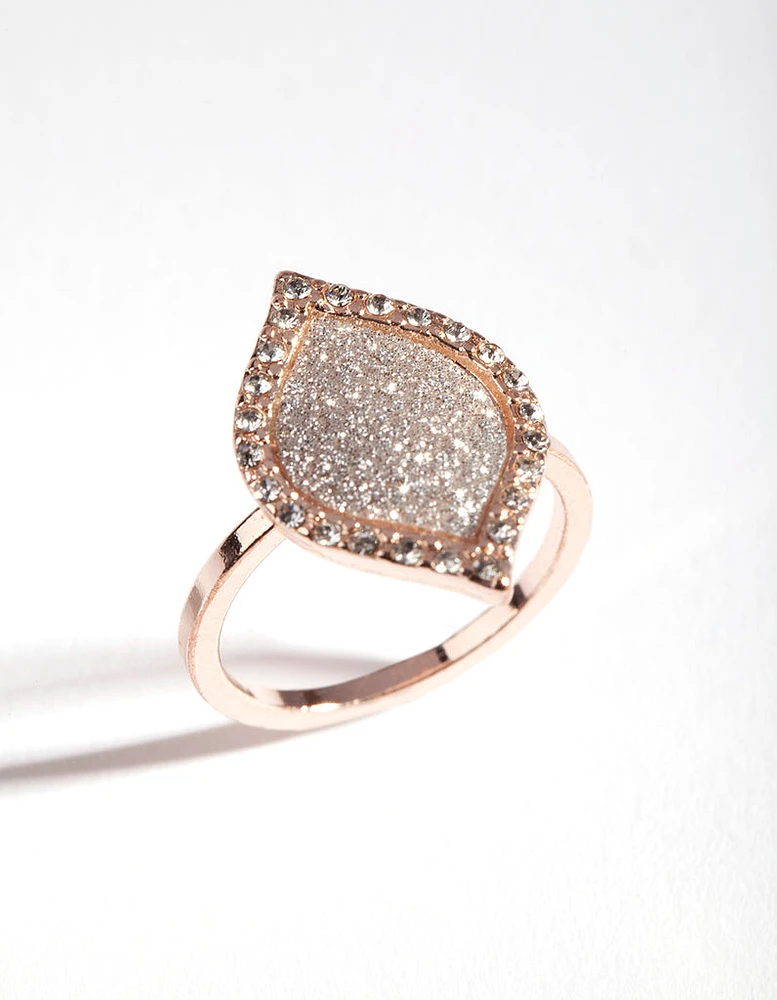 Rose Gold Glitter Leaf Shape Ring