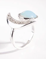 Silver Crescent Moon Stone Ring