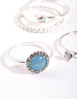 Silver Blue Stone Ring Stack