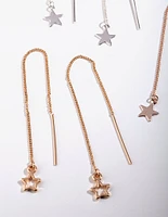 Gold Star Stud Drop Star Earring Pack